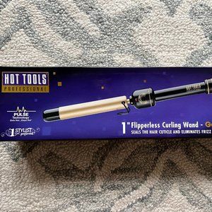 Hot Tools Pro Signature Flipperless Gold Curling Wand, 1 Inch